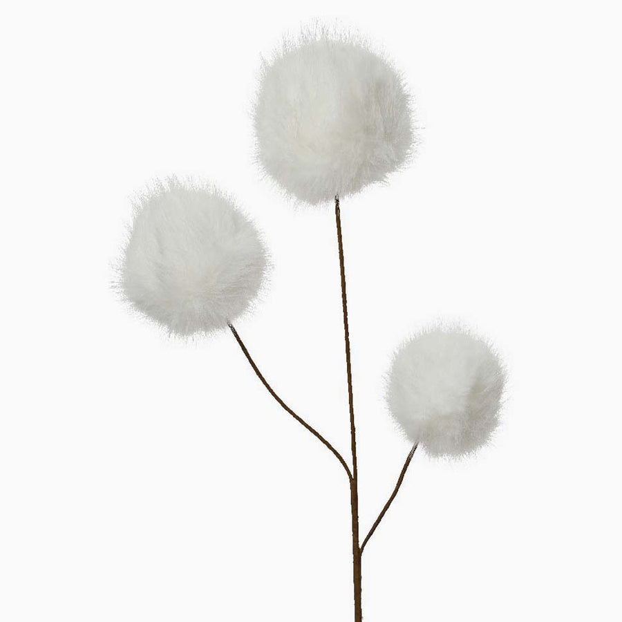 Faux Fur Bulbs White Artificial Flower Spray - L White Spray On Stem Faux Fur Bulbs Accessories Sterling Home 1