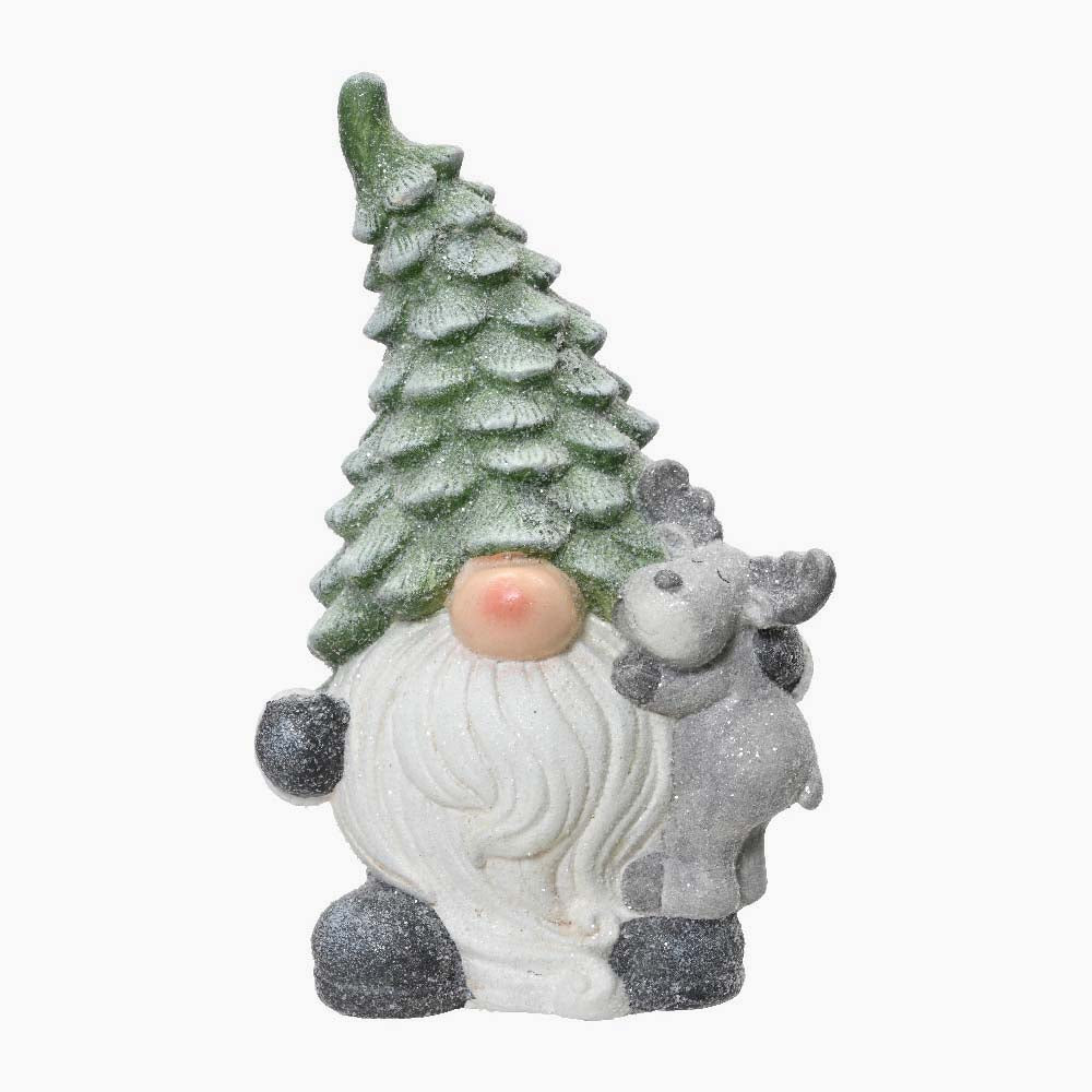 Metal Green Gnomes With Deer - S Green Magnesium Gnome With Deer 39CM Accessories Sterling Home 1