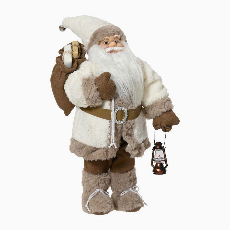 Large White Santa With Bronze Lantern - S Santa With White Coat And Bronze Latern 60CM Accessories Sterling Home 1