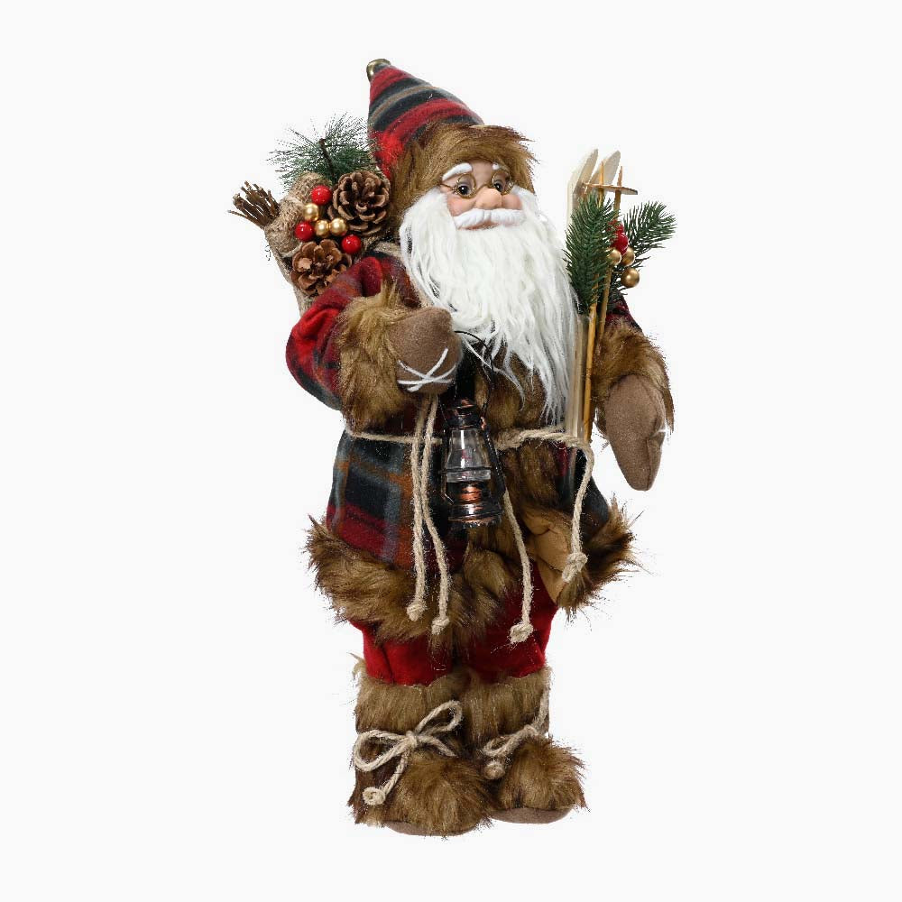 Small Tartan Santa - C Santa With Red And Check Pattern 30CM Accessories Sterling Home 1