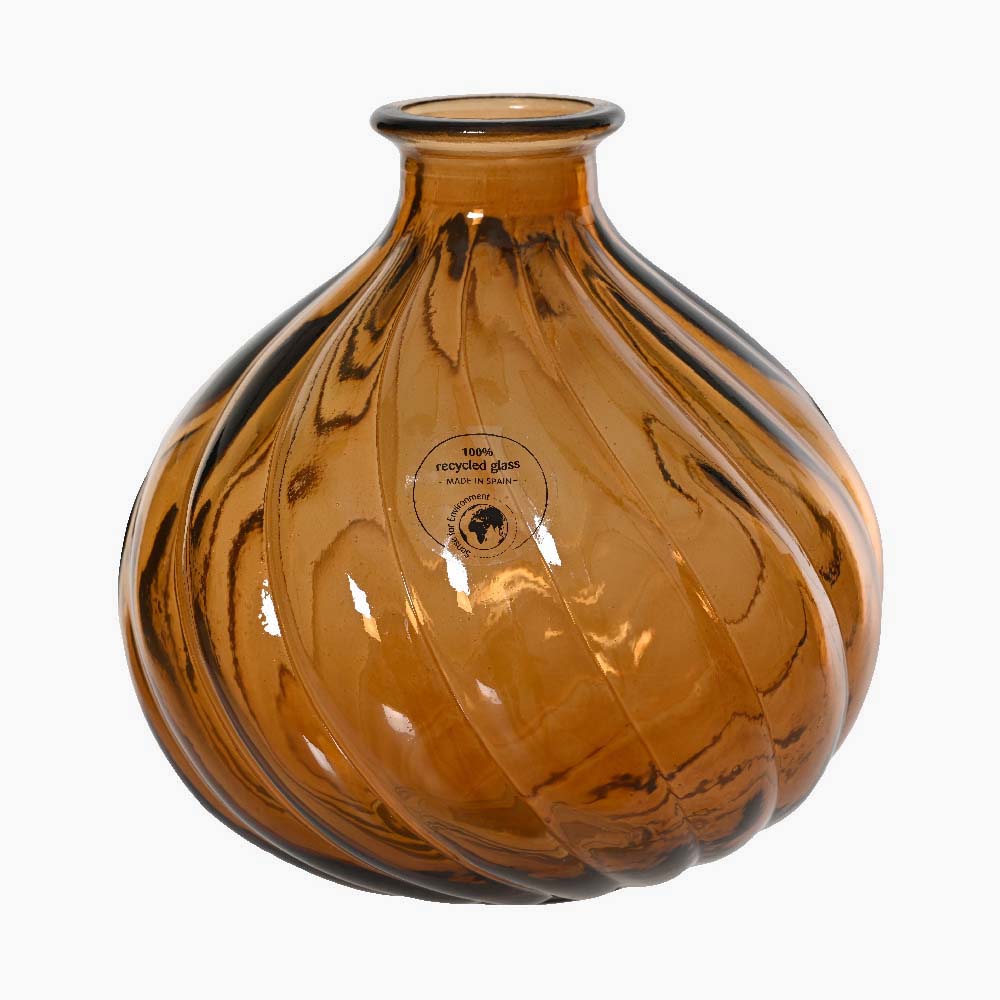 Small Glass Vase Brown - I Light Brown Recycled Glass Vase 17CM Accessories Sterling Home 1