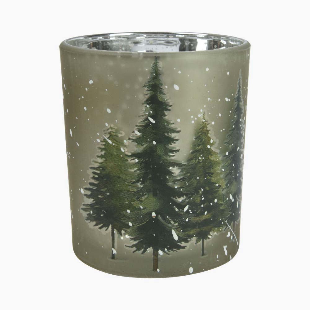 Small Tree Glass Tealight Holder - I Green Tree Design Glass Tealight Holder 8.2CM Accessories Sterling Home 1