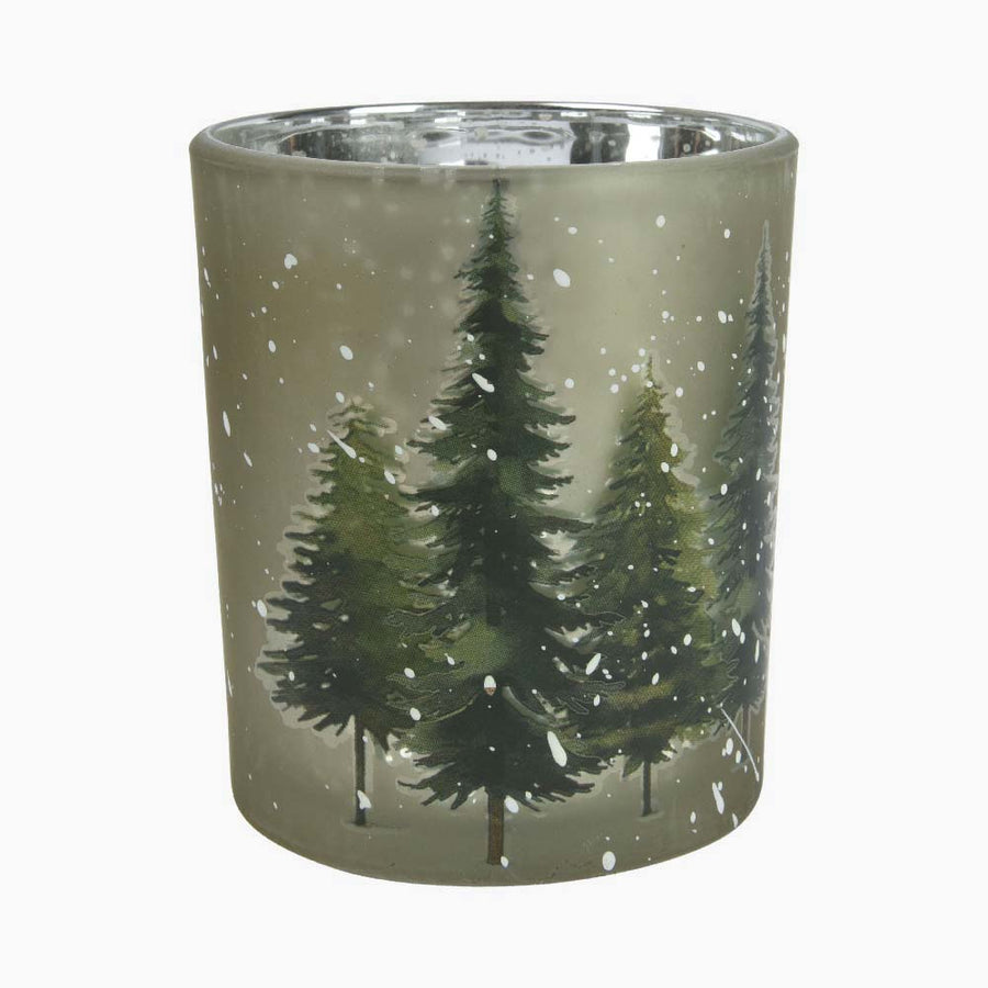 Small Tree Glass Tealight Holder - I Green Tree Design Glass Tealight Holder 8.2CM Accessories Sterling Home 1
