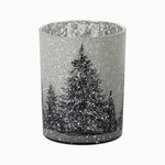 Large Tree Glass Tealight Holder - L Snowy Tree Design Glass Tealight Holder 12.5CM Accessories Sterling Home 1