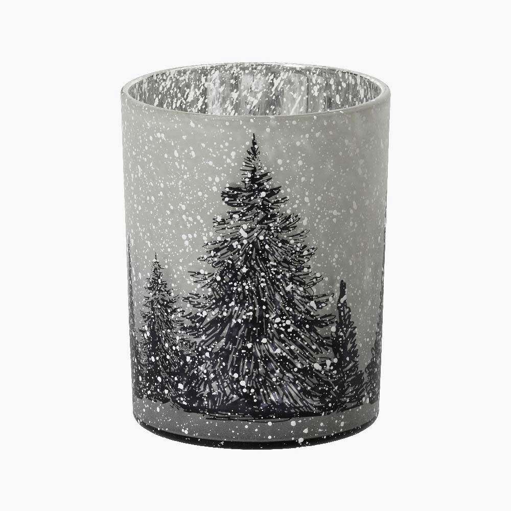 Large Tree Glass Tealight Holder - L Snowy Tree Design Glass Tealight Holder 12.5CM Accessories Sterling Home 1