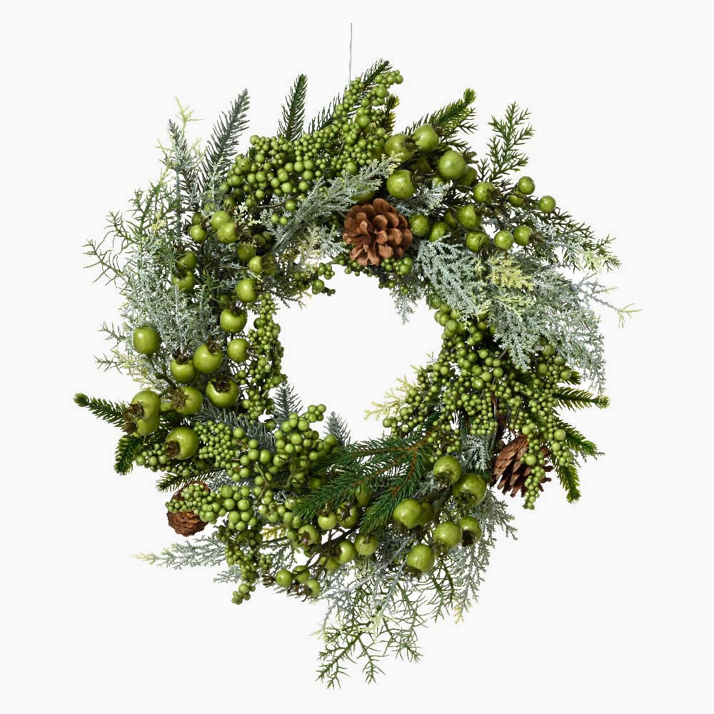 Berry Pinecone Wreath - Green Berry Pinecone Indoor Wreath 40CM Accessories Sterling Home 1
