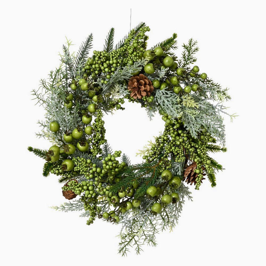 Berry Pinecone Wreath - Green Berry Pinecone Indoor Wreath 40CM Accessories Sterling Home 1