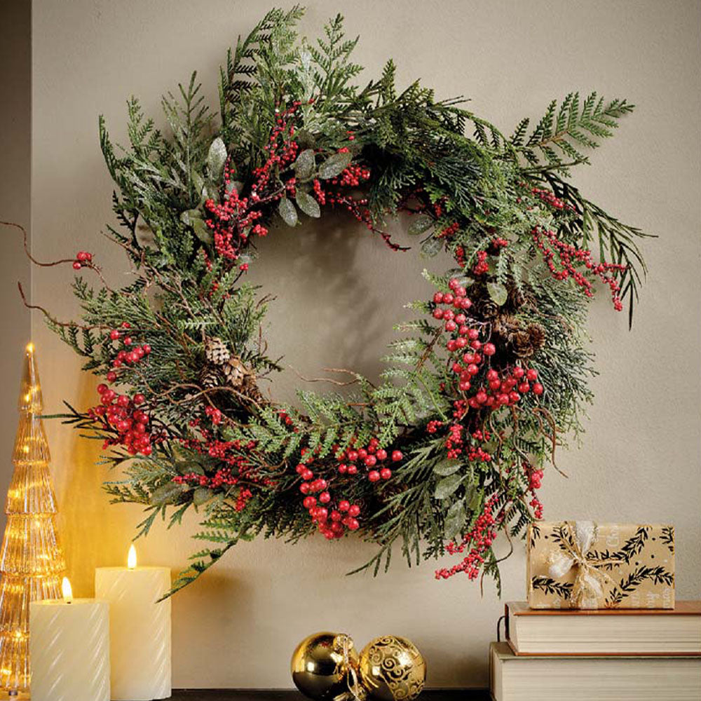 Glitter Berries Wreath - Glitter Berries Indoor Wreath 50CM Accessories Sterling Home 1