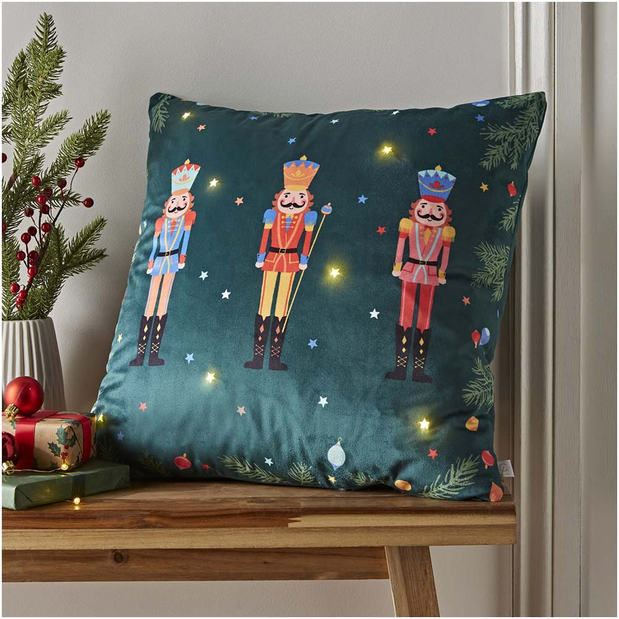 Catherline Lansfield Nutcracker Light Up Cushion 45X45CM - Nutcracker Light Up Cushion 45X45CM Accessories Sterling Home 1