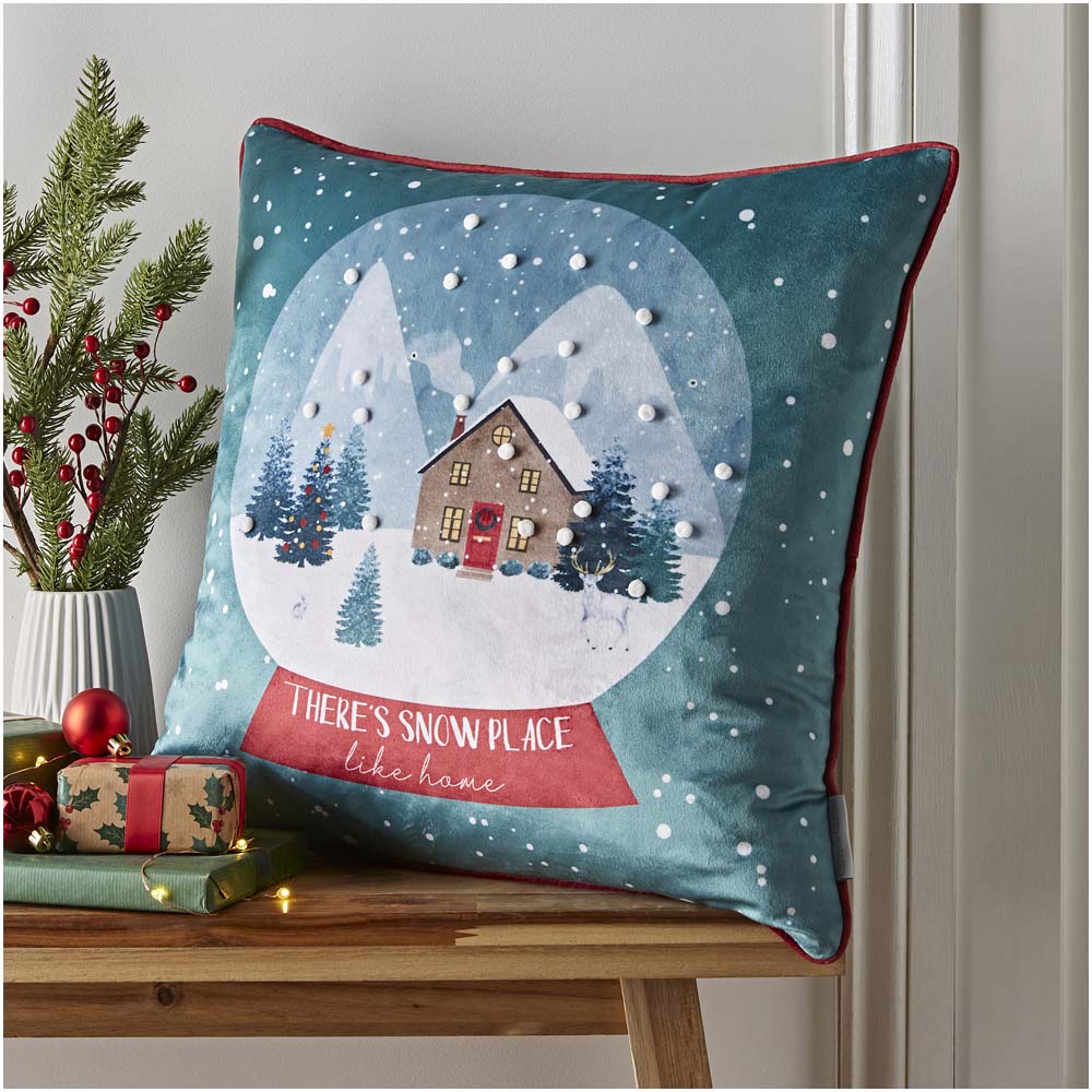 Catherline Lansfield Snow Place Like Home Cushion 45X45CM - Snow Place Like Home Cushion 45X45CM Accessories Sterling Home 1