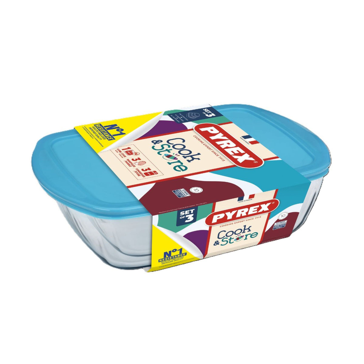 Pyrex 3 Piece Cook & Store Set Blue - 3 Piece Cook & Store Set Blue Sterling Home 2