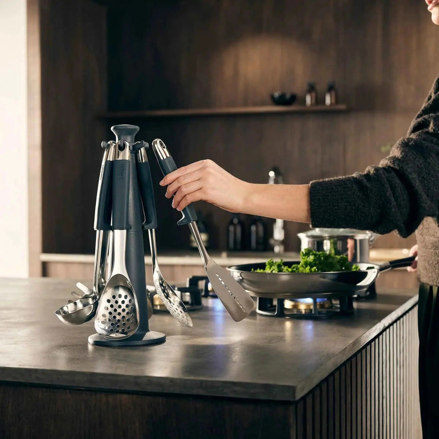 Joseph Joseph Silver Carousel Utensils Set - Elevate Carousel 100 - Steel Sterling Home 1