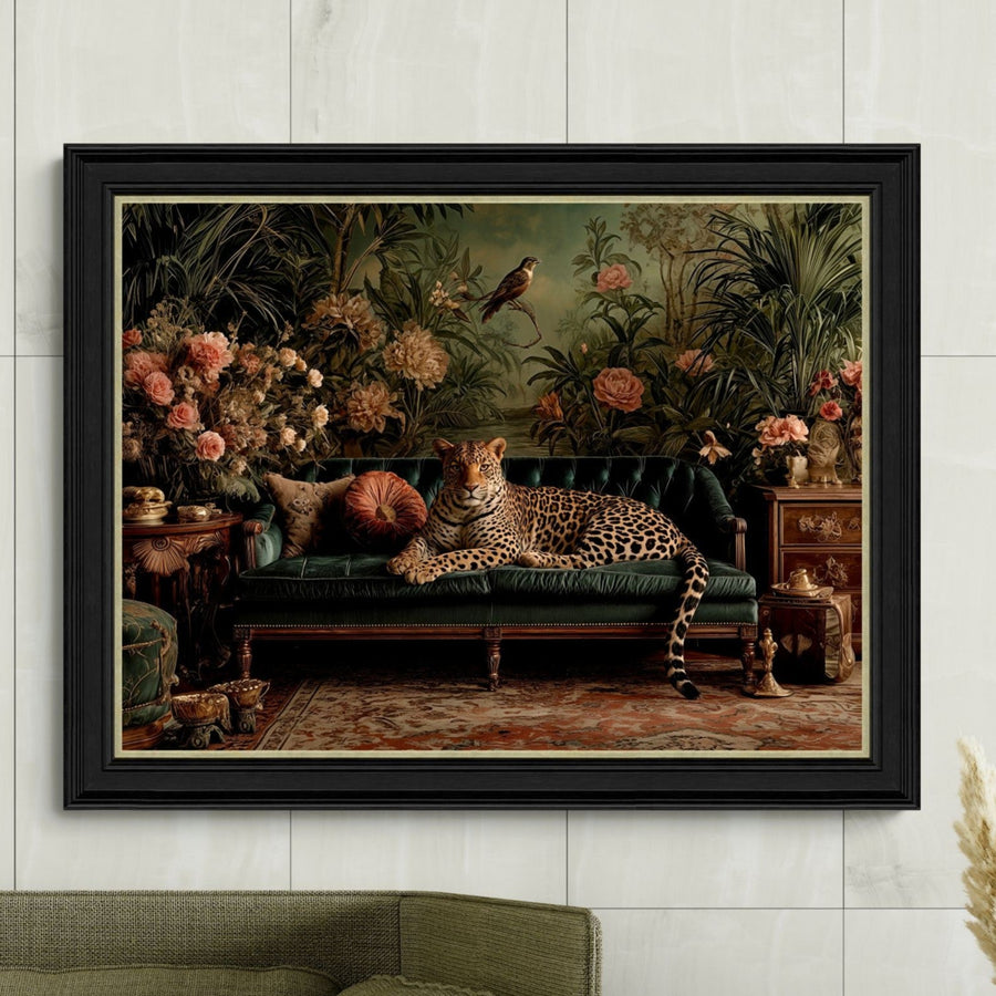 Lounging Leopard Framed Print - Lounging Leopard Framed Print 90x70CM Sterling Home 1