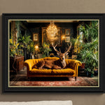 Lounging Stag Framed Print - Lounging Stag Framed Print 90x70CM Sterling Home 1