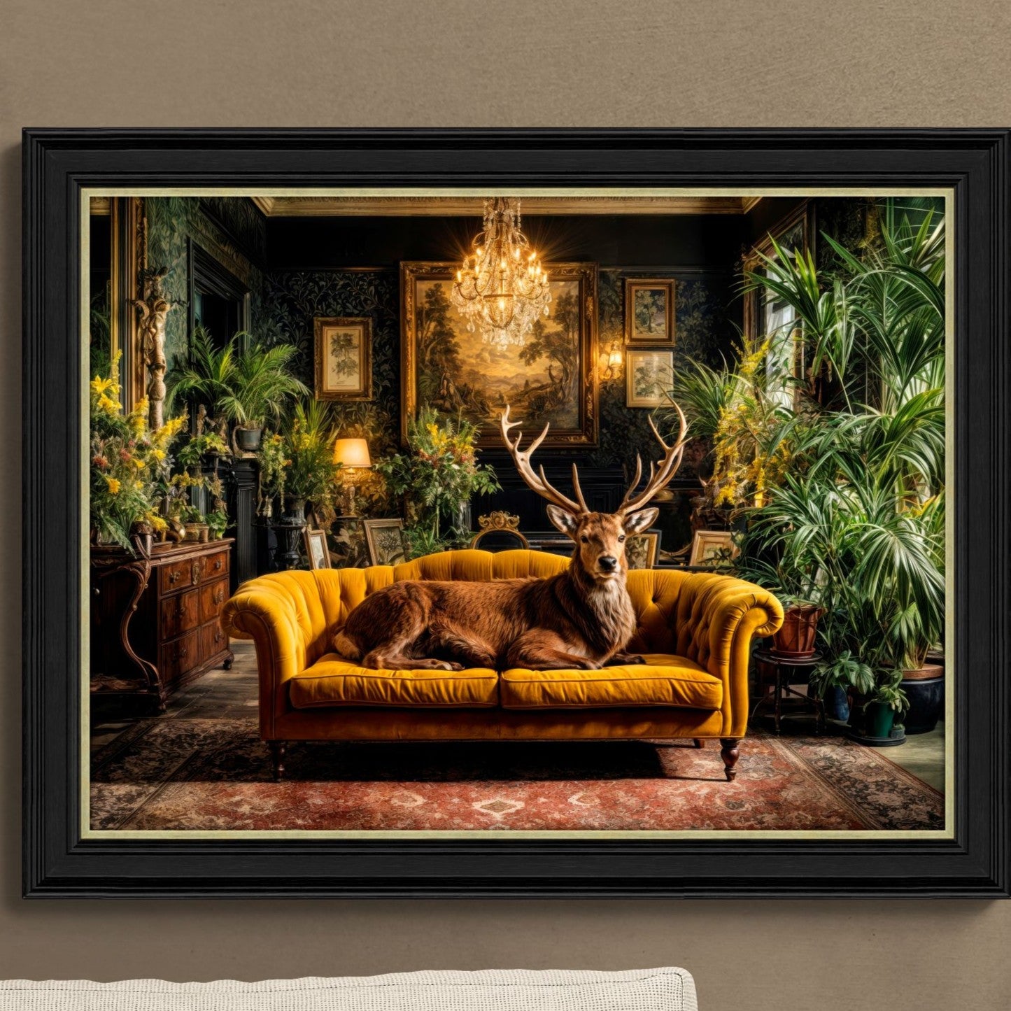 Lounging Stag Framed Print - Lounging Stag Framed Print 90x70CM Sterling Home 1