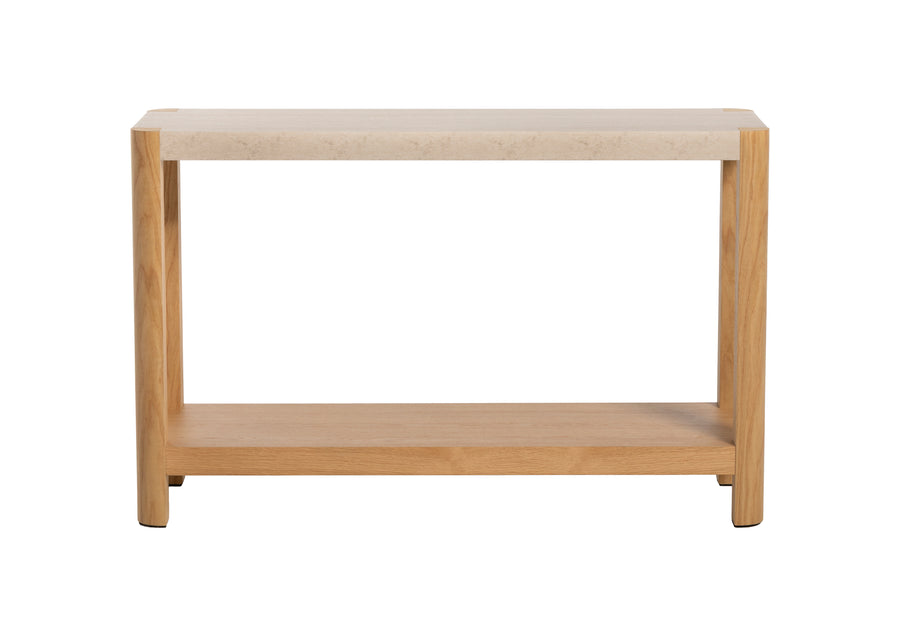 Axis Console Table - Console Table Travertine Effect / Oak Sterling Home 1