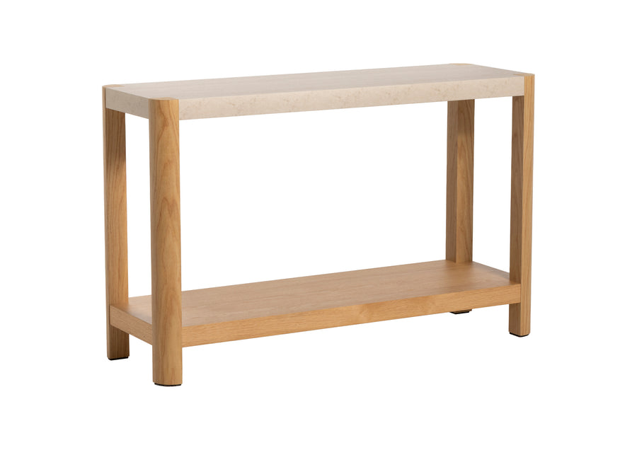 Axis Console Table - Console Table Travertine Effect / Oak Sterling Home 2