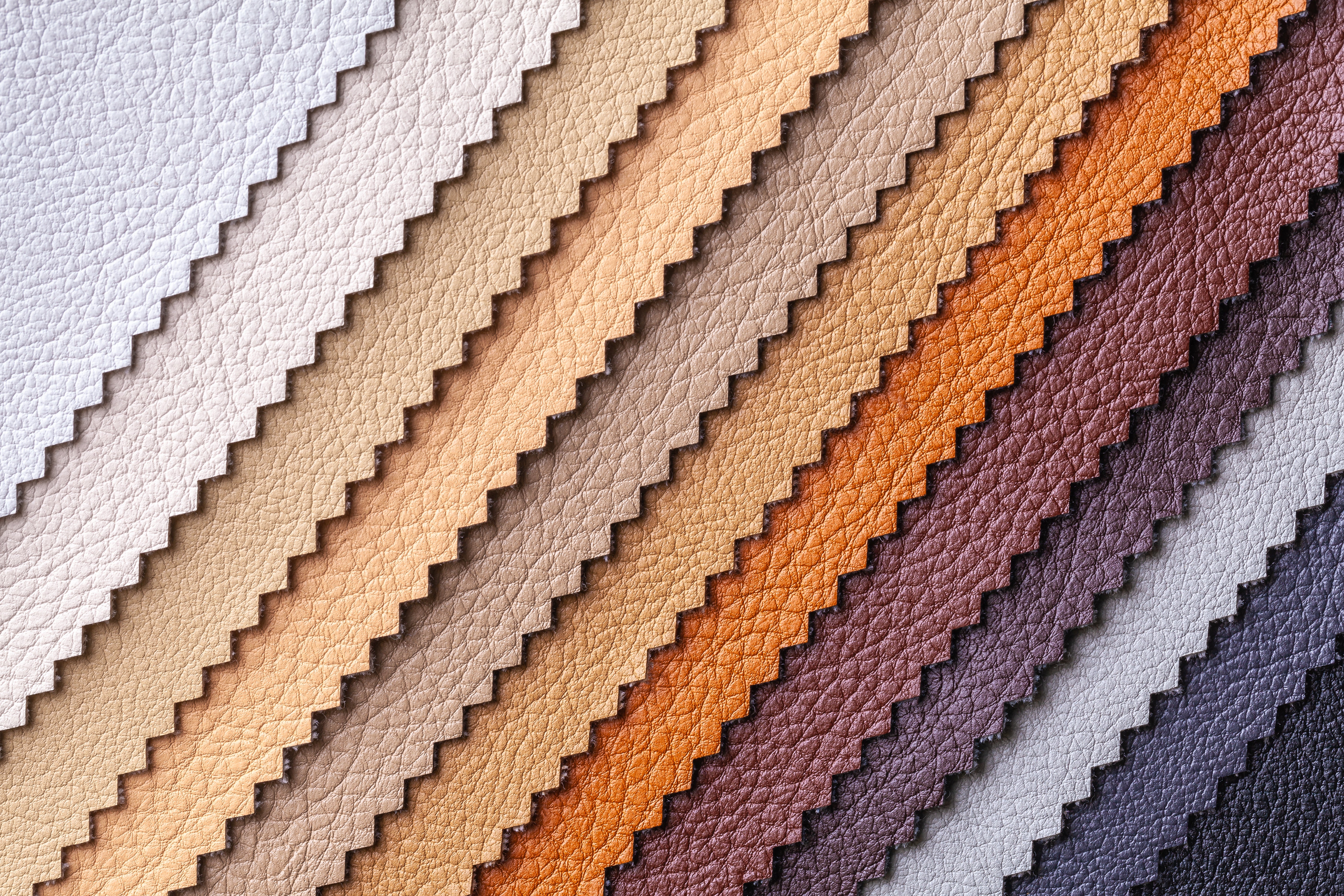 Row of leather swatches in various colours