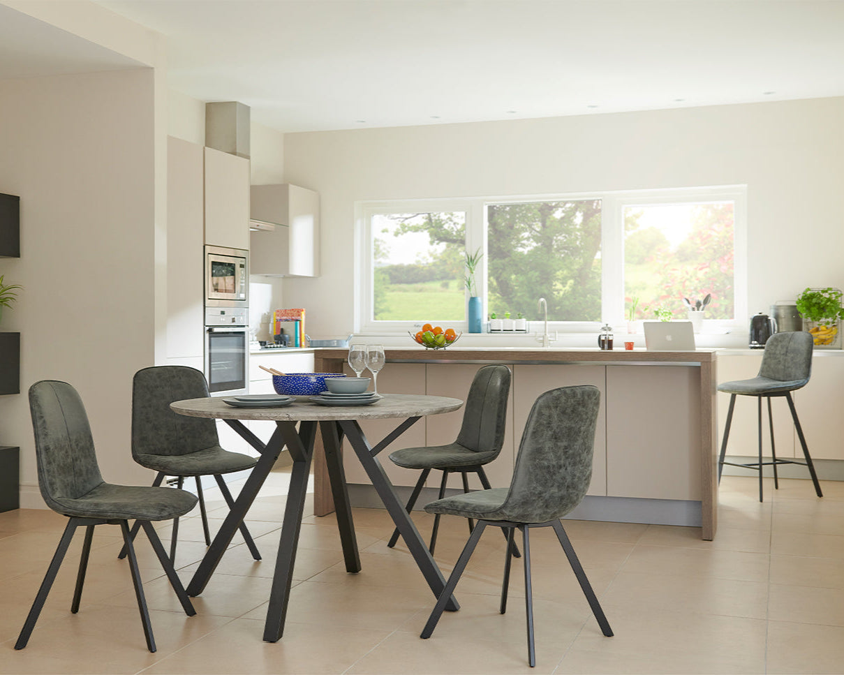 Akida Round Dining Table & 4 Dining Chairs - Round Dining Table + 4 Dining Chairs Sterling Home 2