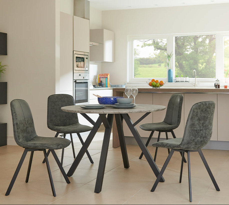 Akida Round Dining Table & 4 Dining Chairs - Round Dining Table + 4 Dining Chairs Sterling Home 2