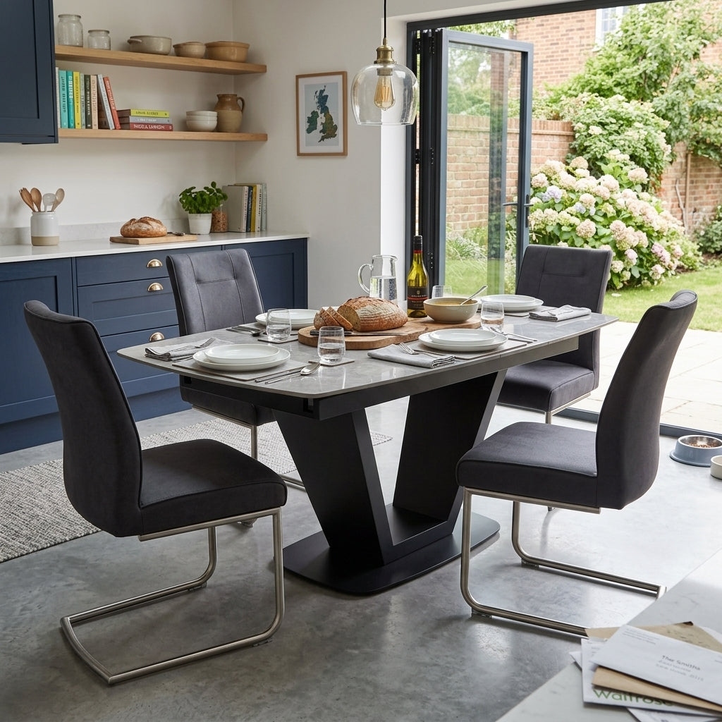 Alpha 180cm Extending Dining Table and 4 Contour Dining Chairs Set - 180cm Extending Dining Table + 4 Chairs Sterling Home 2