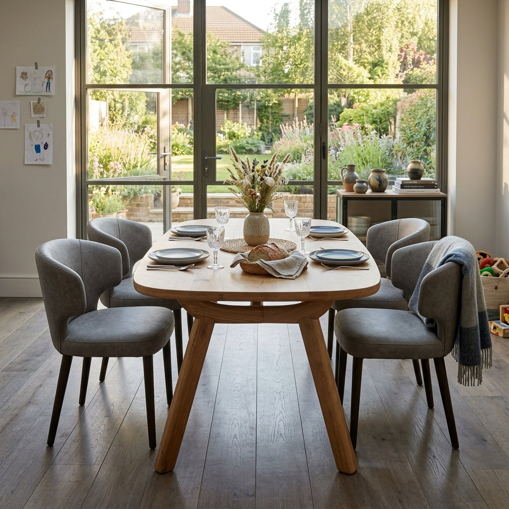 Alverra 200cm Dining Table & 4 Reef Dining Chairs Set