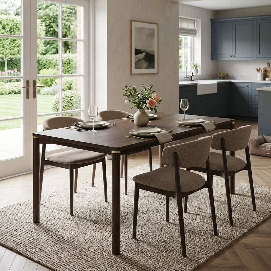 Antigua Dining Table, Extension Leaf & 4 Dining Chairs