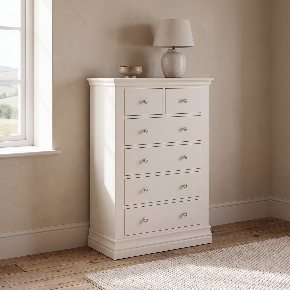 Aria White 2 Over 4 Drawer Chest - 2 Over 4 Chest Coconut Milk Chests of Drawers Sterling Home 2