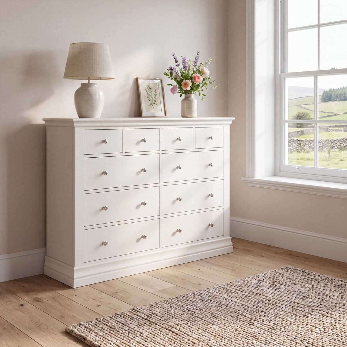 Aria White 4 Over 6 Drawer Chest - 4 Over 6 Chest Coconut Milk Chests of Drawers Sterling Home 2