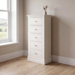 Aria White 5 Drawer Tallboy - 5 Drawer Tallboy Coconut Milk Chests of Drawers Sterling Home 2