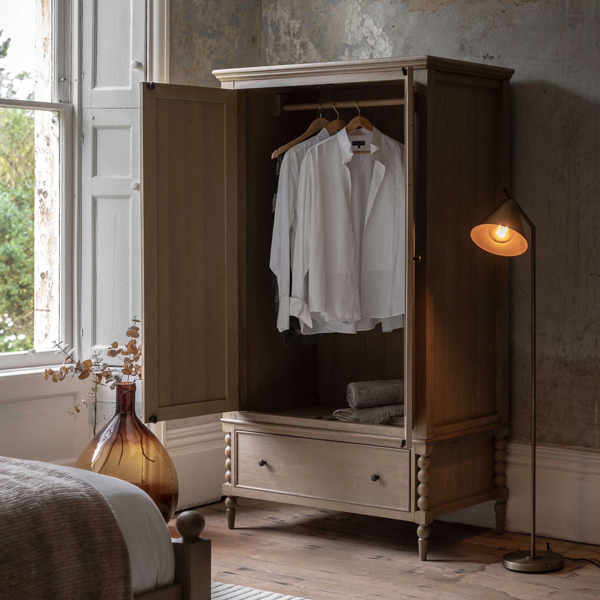 Artisan 2 Door 1 Drawer Wardrobe - 2 Door 1 Drawer Wardrobe Natural Sterling Home 3