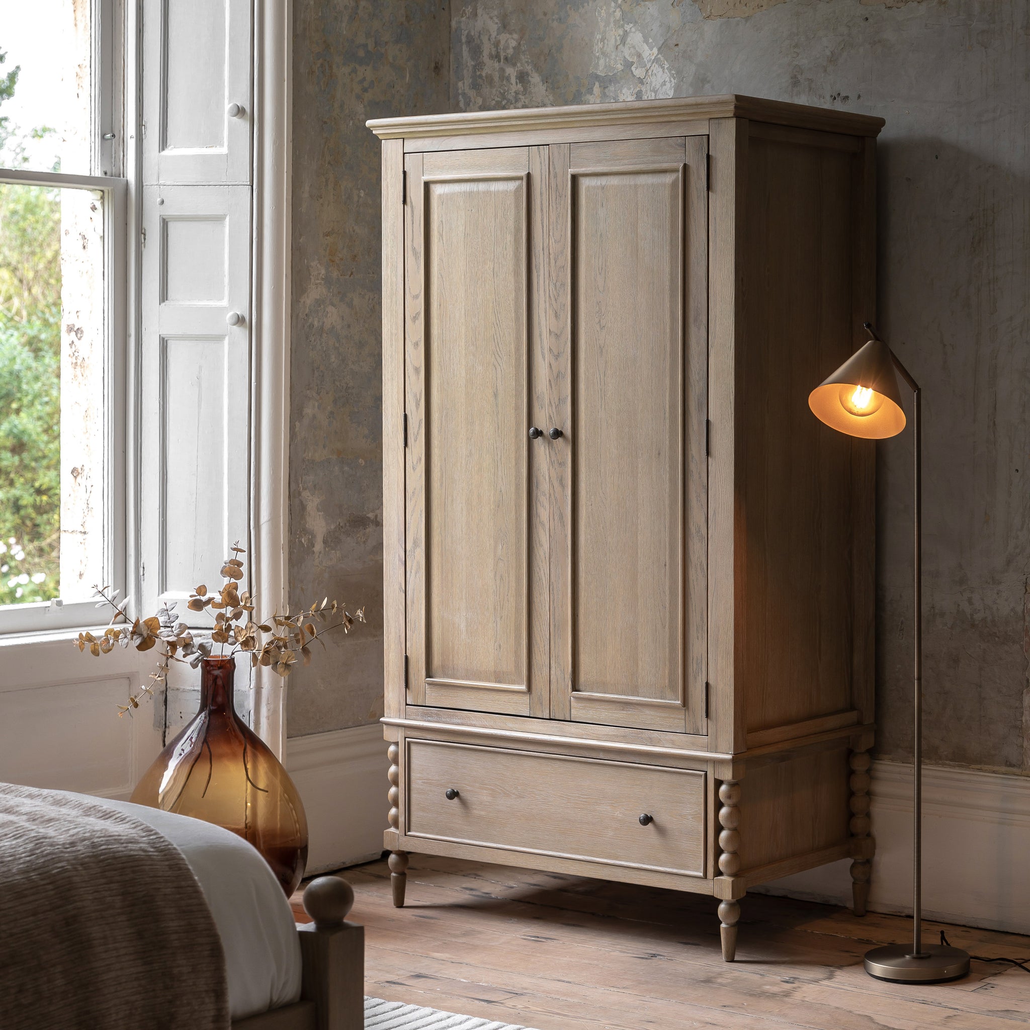 Artisan 2 Door 1 Drawer Wardrobe - 2 Door 1 Drawer Wardrobe Natural Sterling Home 2