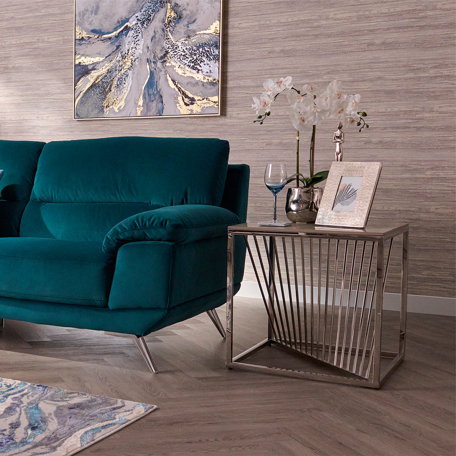 Atalanta Side Table - End Table Glass / Stainless Steel Sterling Home 2