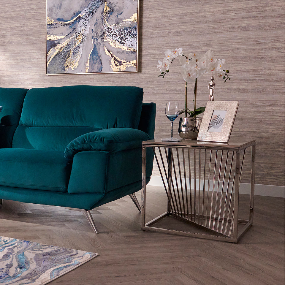 Atalanta Side Table - End Table Glass / Stainless Steel Sterling Home 2
