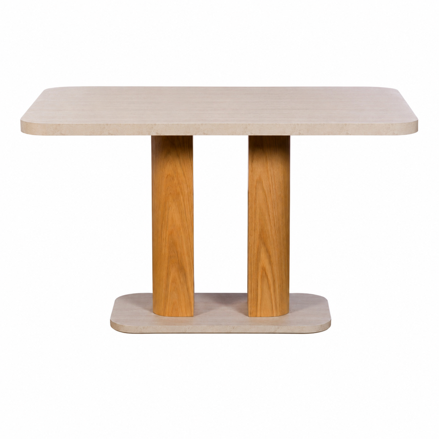 Axis 135cm Dining Table - 135cm Dining Table Travertine Effect / Oak Sterling Home 1