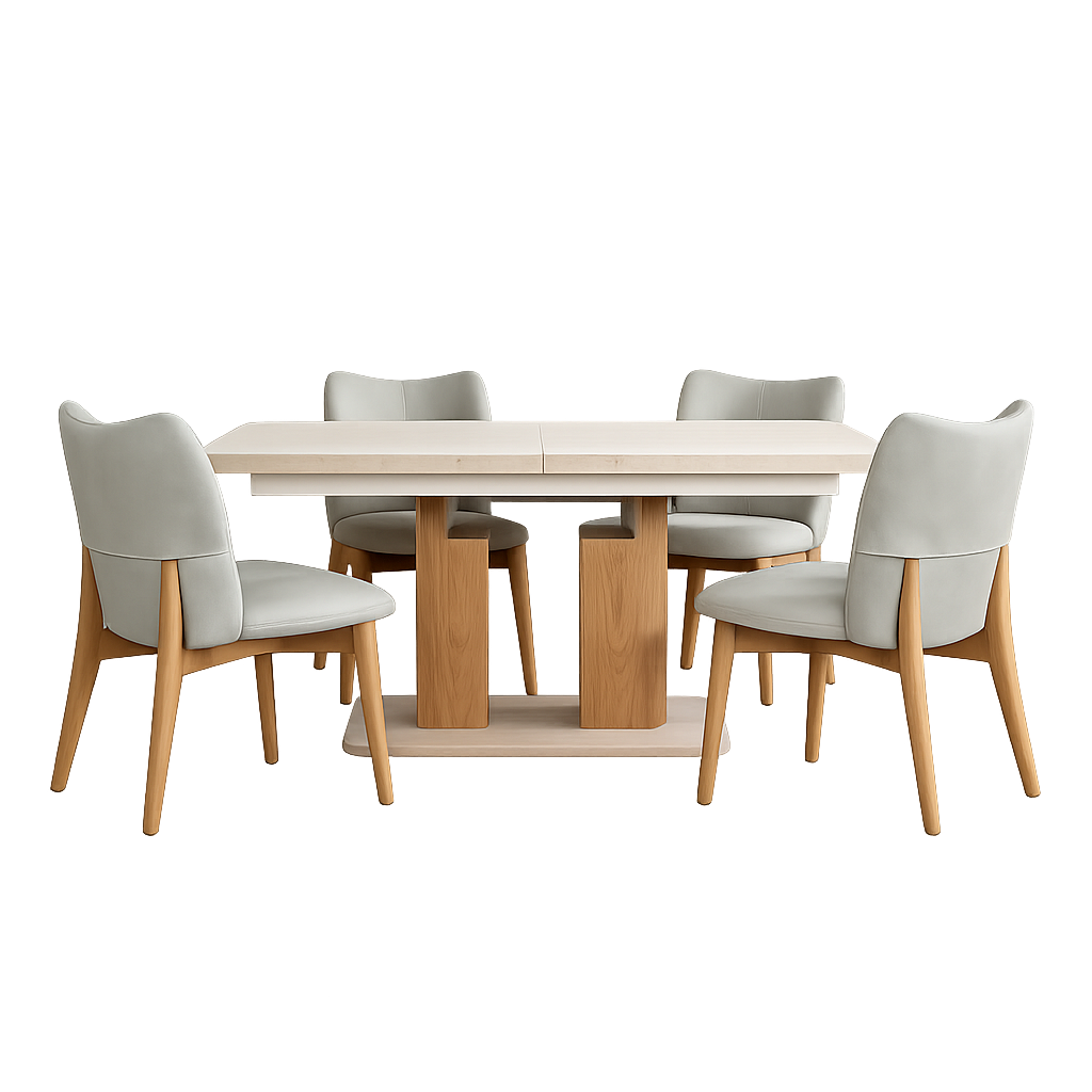 Axis Extending Dining Table & 4 Samson Chairs Set Dining Sets Sterling Home 1