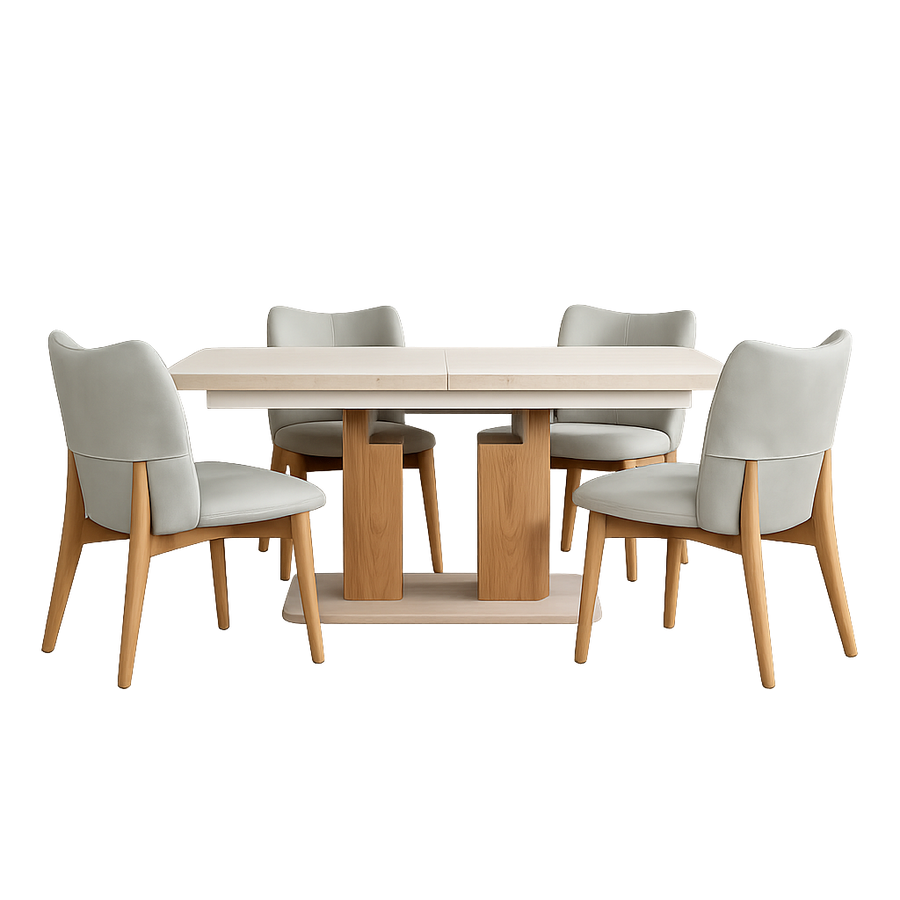 Axis Extending Dining Table & 4 Samson Chairs Set Sterling Home 1