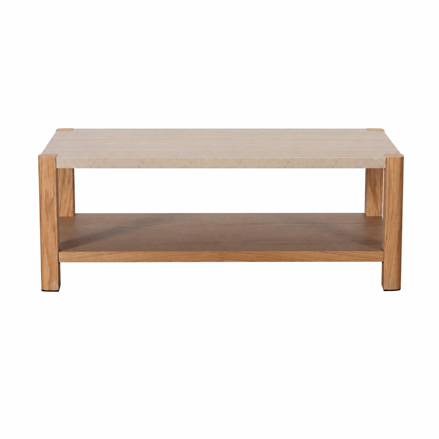 Axis Coffee Table - Coffee Table Travertine Effect / Oak