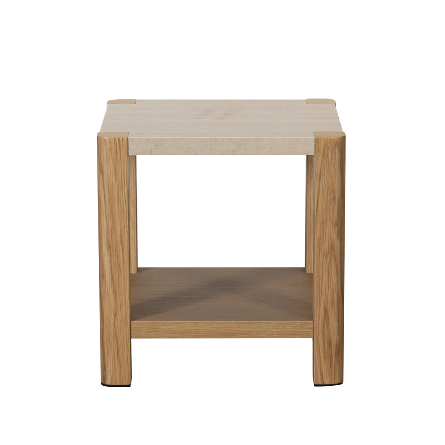 Axis Lamp Table - Lamp Table Travertine Effect / Oak Sterling Home 1
