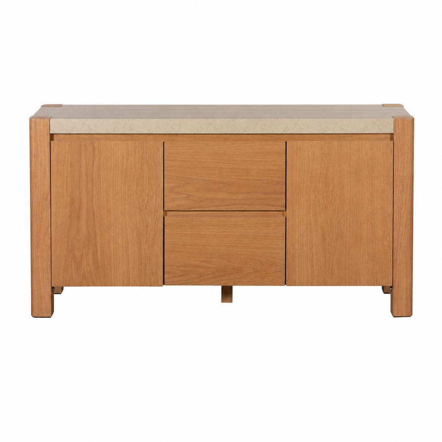 Axis Wide Sideboard - Wide Sideboard Travertine Effect / Oak Sterling Home 1