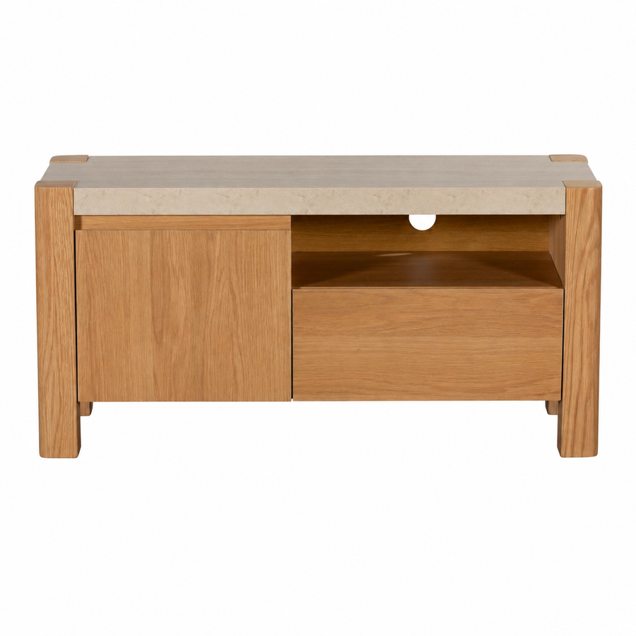 Axis TV Unit - TV Unit Travertine Effect / Oak Sterling Home 1