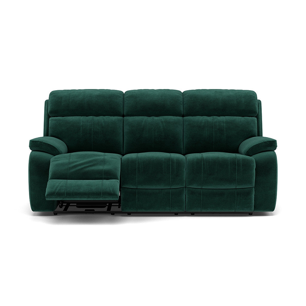 Galaxy 3 Seater Recliner Sofa - 3 Seater Sofa 2 Power Recliners Fabric - Power Recliner with USB 3 Seater Sofas Sterling Home 17 FAB-MEG-37 EMERALD GREEN
