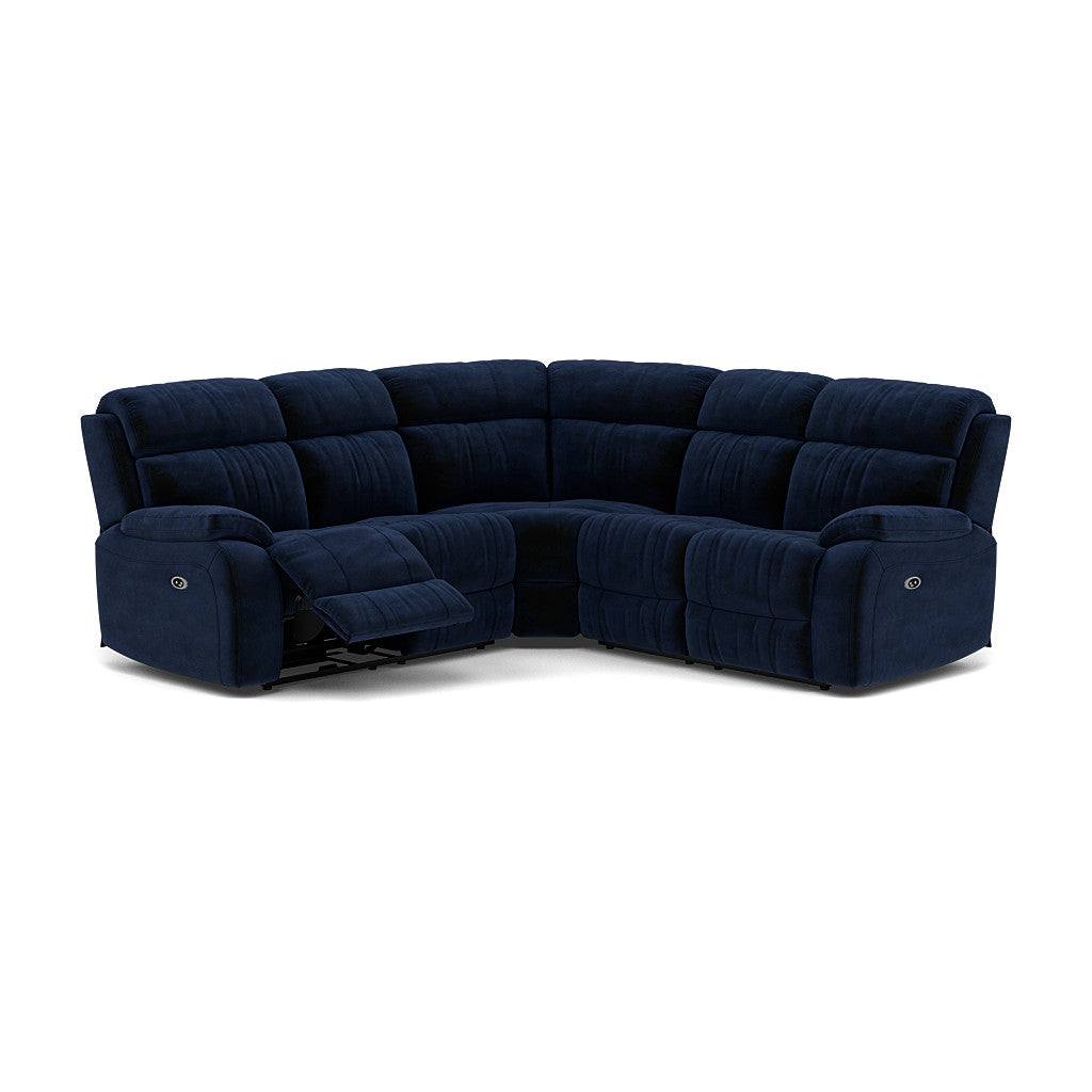Galaxy Corner Recliner Sofa - Combination 3 2 Corner 2 with 2 Power Recliners Fabric - Left Hand Facing - Power Recliner with USB Corner Sofas Sterling Home 17 FAB-MEG-28 NAVY