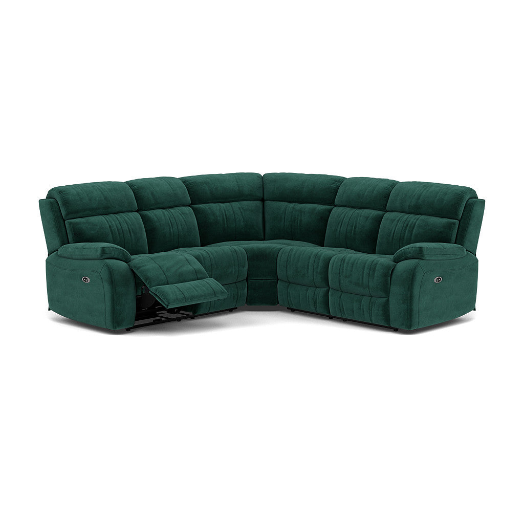 Galaxy Corner Recliner Sofa - Combination 3 2 Corner 2 with 2 Power Recliners Fabric - Left Hand Facing - Power Recliner with USB Corner Sofas Sterling Home 19 FAB-MEG-37 EMERALD GREEN
