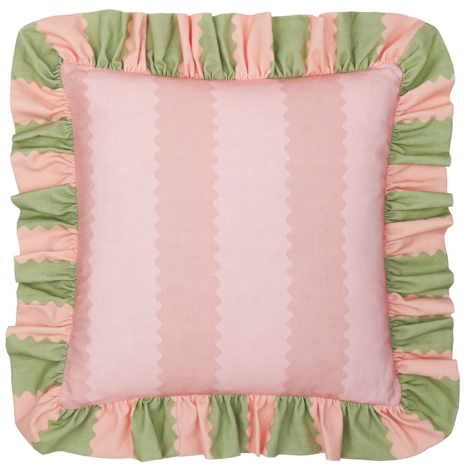 Birdie Stripe Ruffle Square Cushion - SALE Birdie Stripe Ruffle Cushion 45CM Pf Sterling Home 1