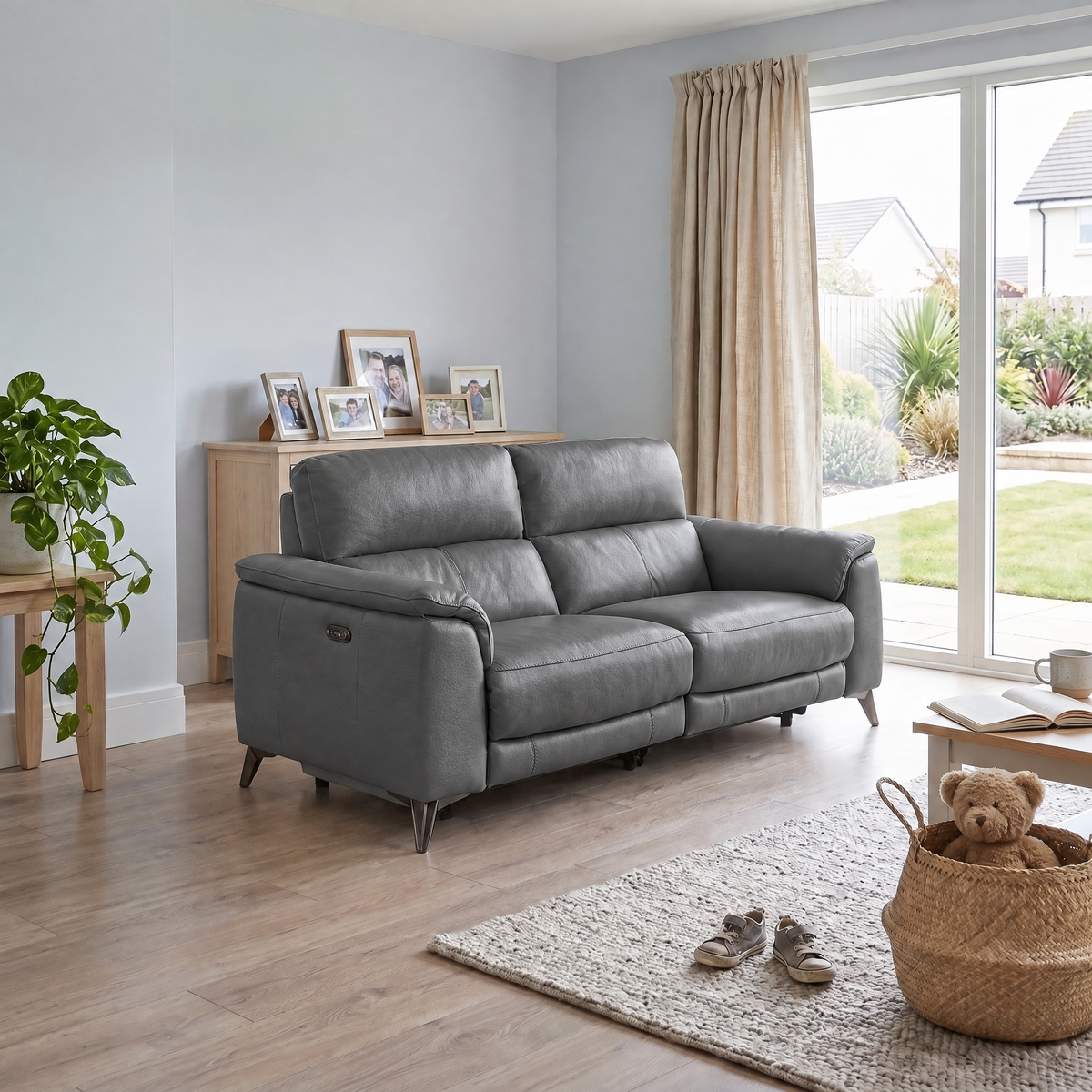 Allegra 3 Seater Recliner Sofa - 2.5 Seater Power Recliner with Power Headrest Cat 20S - Power with Power Headrest & USB — BXS-023C BLACK, gallery image 1