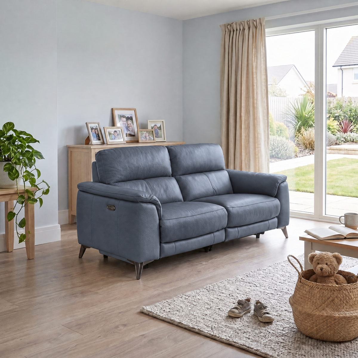 Allegra 3 Seater Recliner Sofa - 2.5 Seater Power Recliner with Power Headrest Cat 20S - Power with Power Headrest & USB — BXS-036C NAVY, gallery image 1
