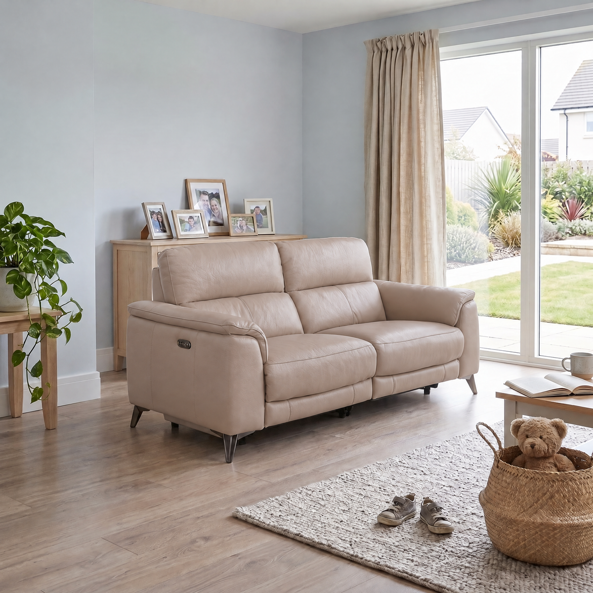 Allegra 3 Seater Recliner Sofa - 2.5 Seater Power Recliner with Power Headrest Cat 20S - Power with Power Headrest & USB — BXS-039C PEBBLE, gallery image 2