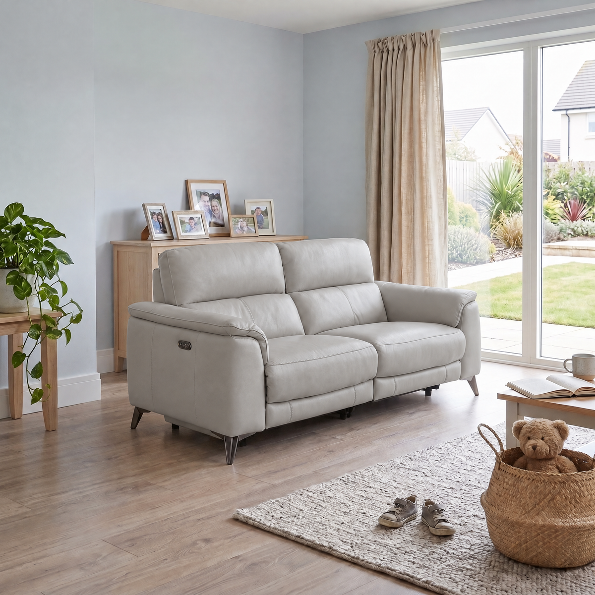 Allegra 3 Seater Recliner Sofa - 2.5 Seater Power Recliner with Power Headrest Cat 20S - Power with Power Headrest & USB — BXS-041E SILVER GREY, gallery image 1