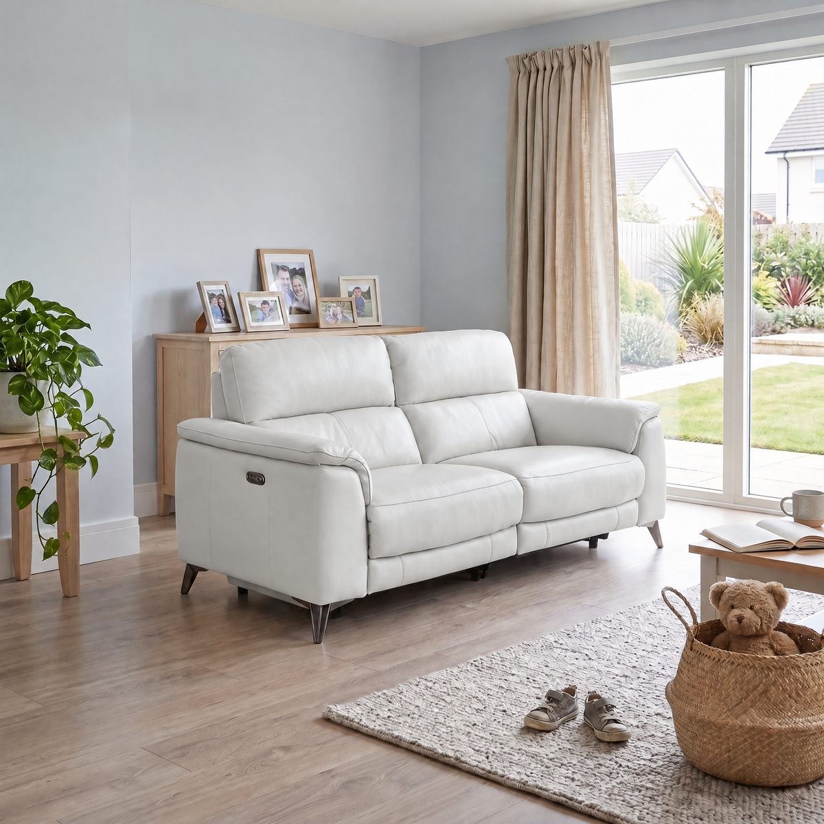 Allegra 3 Seater Recliner Sofa - 2.5 Seater Power Recliner with Power Headrest Cat 20S - Power with Power Headrest & USB — BXS-156E FROST, gallery image 2